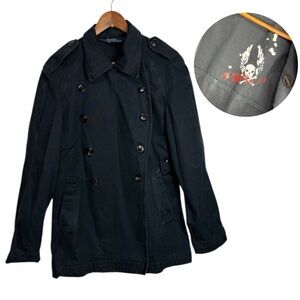 Polo by Ralph Lauren Navy Blue VTG 90s Motorcycle Jacket Military Logo